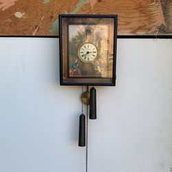 Very Rare Linden German Cuckoo Clock Hunting Scene  Works 