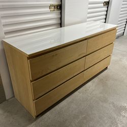 Malm Dresser With Glass Top / Delivery Available 