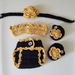 Crochet Baby Girl Princess Diaper Cover Outfit Photo Prop 