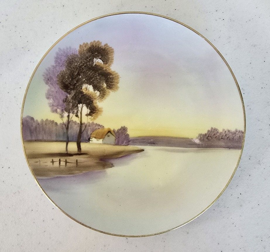 Vintage TE-OH Nippon China Hand Painted plate of house on a lake