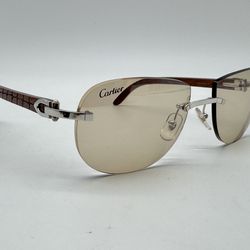 CARTIER C DECOR SPECIAL EDITION CROCO BUBINGA WOOD SUNGLASSES 100% GENUINE $3000