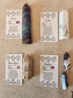 ✨ Natural Crystal Tower Bundle – 5 Piece Set + Info Cards ✨