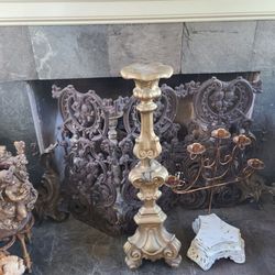 Tall Gold Candleholders Victorian Shabbychic Boho Giant Pillars wedding church