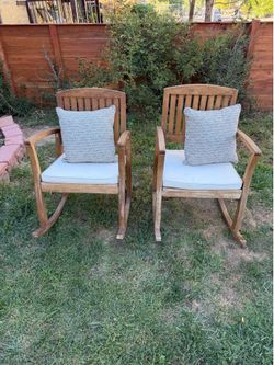 Pair of Wooden Outdoor Rocking Chairs