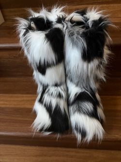 Black and White Faux Fur Boots