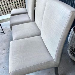 Set of 4 Padded Beige Patio Outdoor Furniture Lounge Chairs