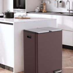 16Gal Dual Trash Can w/2 Built-in Box for Odor Control