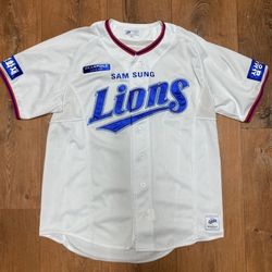 Samsung Lions x Beanpole top Sport Men’s Small KBO League White Baseball Jersey