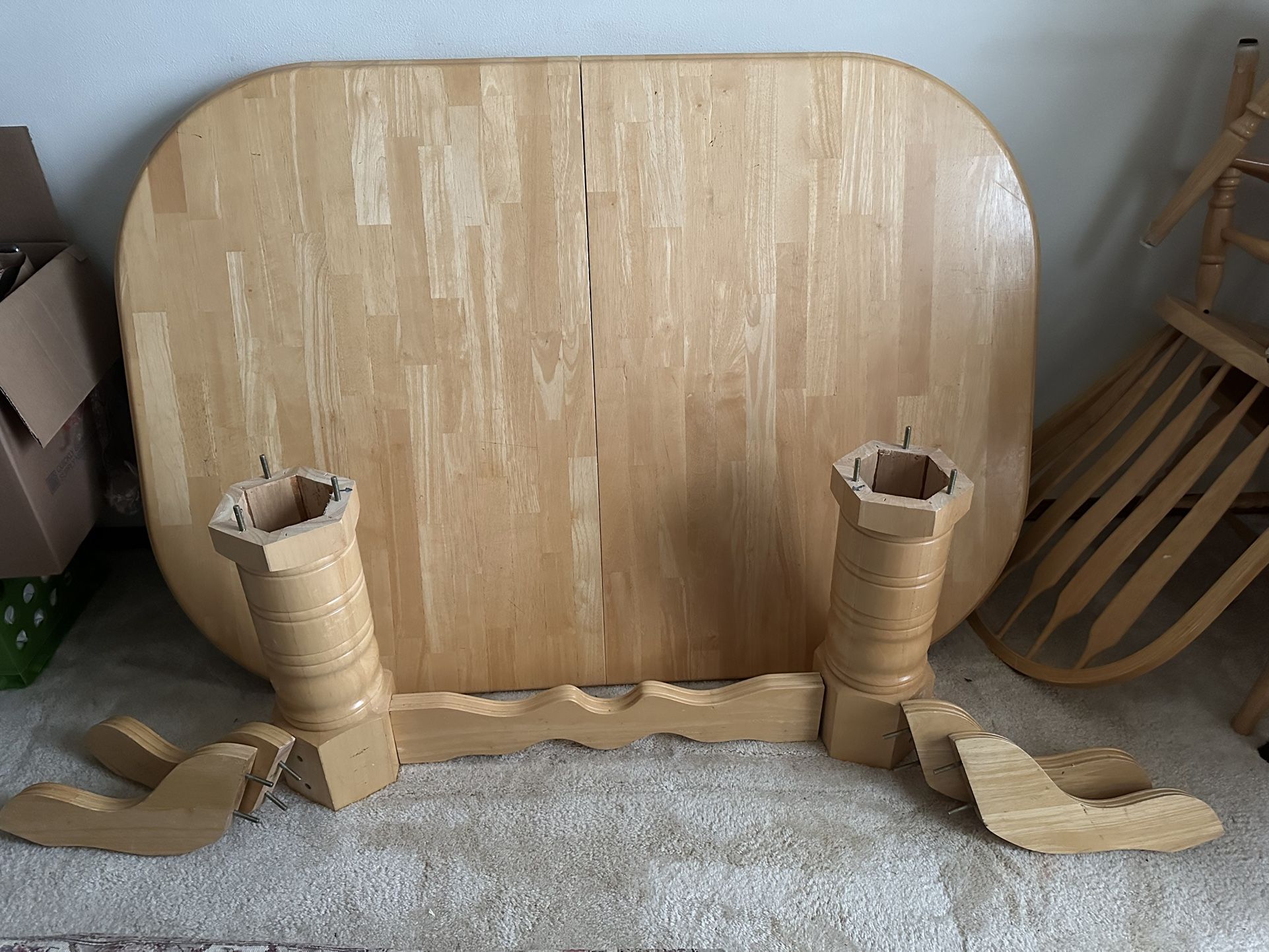 Heavy Solid White Oak Oval Dining Room Table & 6 Chairs
