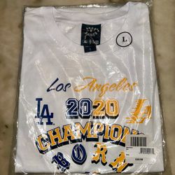 LA Dodgers Lakers New Era Born X Raised 2020 Dual Champion T-shirt