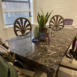 Wood Marble Design Table Set