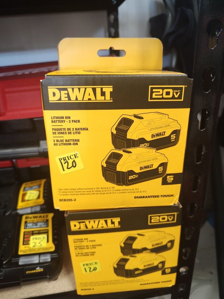 DeWalt 20v Max Lithium Ion 2 Batteries 5.0 Amp Pack