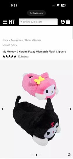 My Melody & Kuromi Mismatch Plush Slippers (MD 8-9)