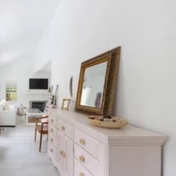 Light, pink, solid wood dresser