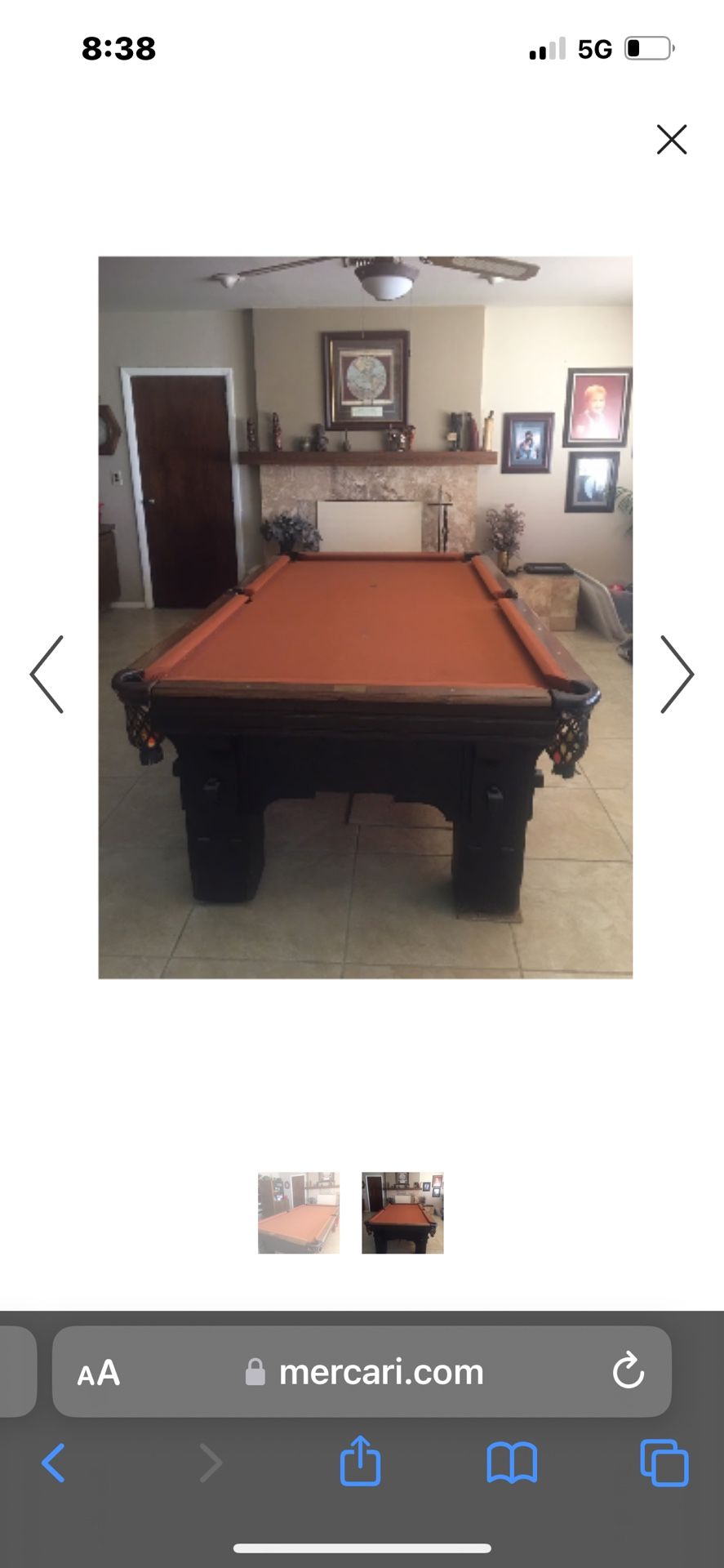 Antique Solid Wood Pool Table