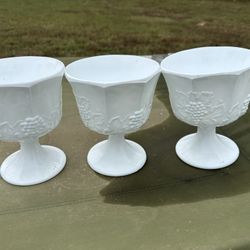 Vintage Compote In Milk Glass