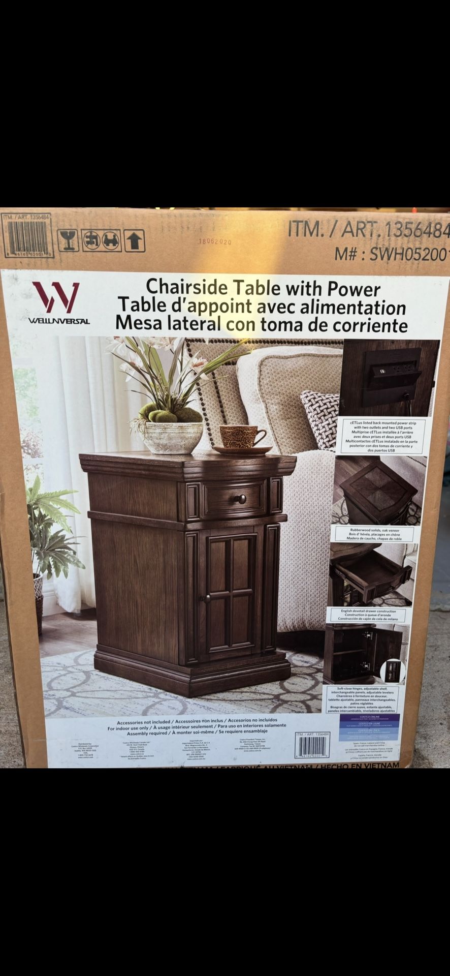 Chairside Table With Power Table - Tables - Nightstand - Drawers - Cabinets -furniture