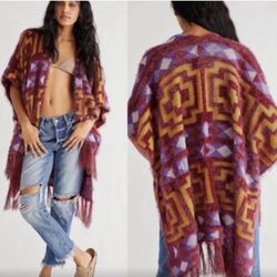Free People Cozy Kimono Poncho OS