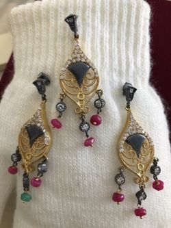 NEW,Beautiful colorful jewelry set , pendant and earring 2”. Never been used.