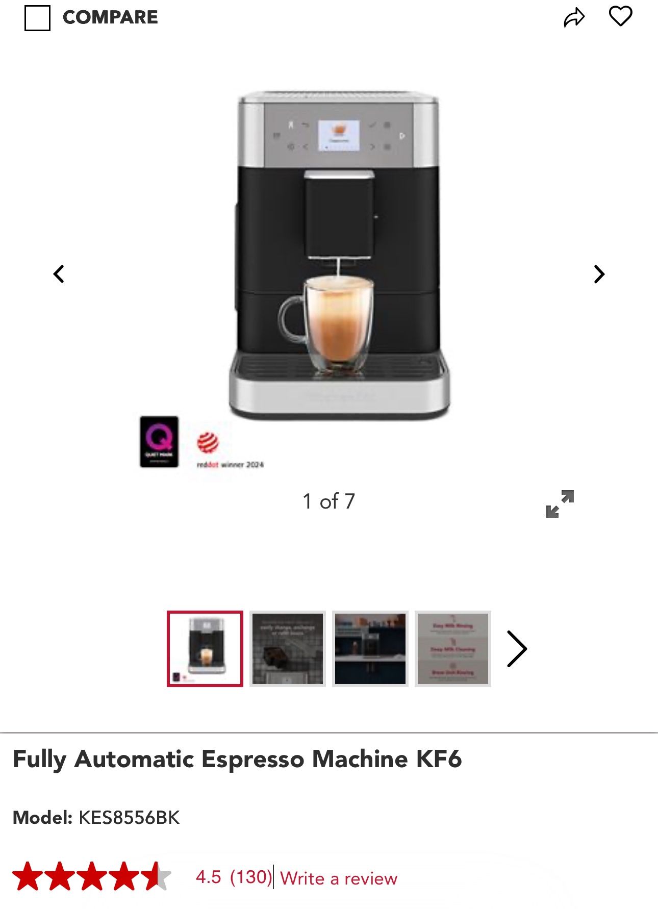 Fully Automatic Espresso Machine KF6 From Kitchen Aid