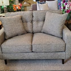 Mid-Century Modern Taupe Loveseat