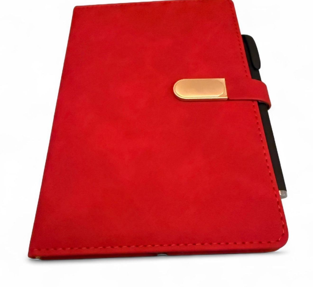 Faux Red Leather Journal With Pen