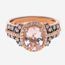 LE VIAN 14K ROSE GOLD MORGANITE + DIAMOND RING