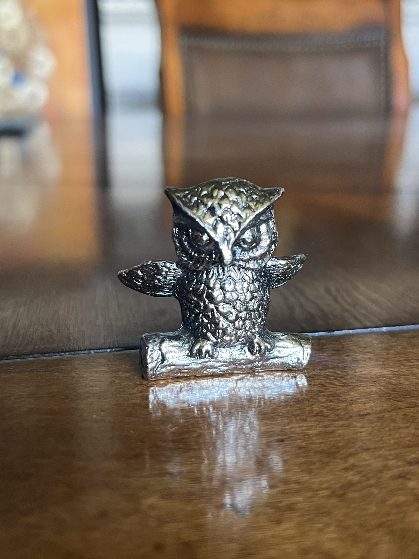 Vintage Owl Pewter Figurine 