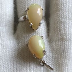 New Custom Made Opal Set Of Pendant And Ring Size 6 925 sterling Silver .please Pay Attention To All Pictures For More Details & Check Ou My Profile 