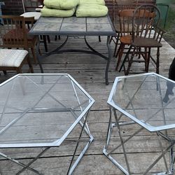 Modern glass and metal tables