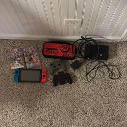 Nintendo Switch with case and 4 Games