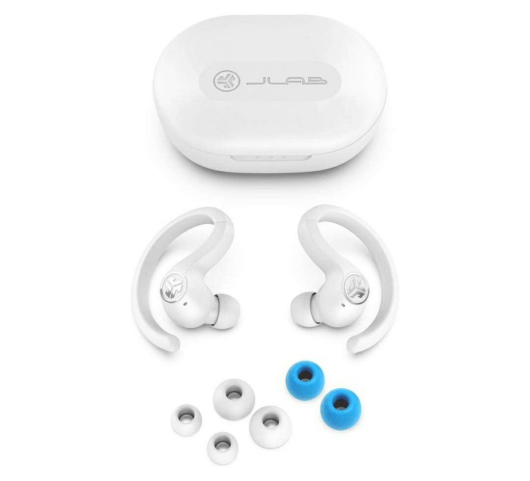 JLab Audio JBuds Air Sport True Wireless Bluetooth Earbuds + Charging Case - White