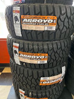 ✔️📲285/45/22 vendo set de llantas nuevas Arroyo RT