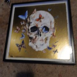 Marmont Hill Skull Butterfly Gold Foiled Art