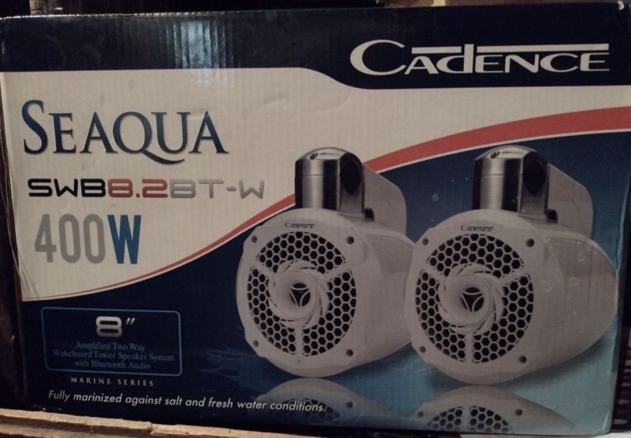 New Cadence Amplified 8" Two-way WakeBoard Tower Speakers w Bluetooth Audio