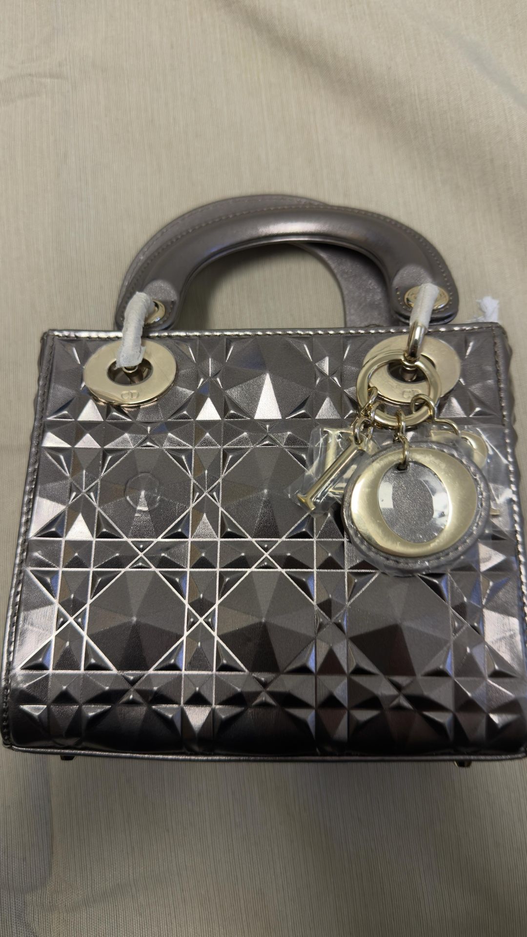 Authentic Dior Lady Dior Metallic Silver Bag – Limited Edition