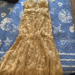 Vestido  Dorado Largo Talla Large 