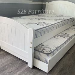 Twintwin Size White Plain Trundl3 W Ortho Matres!!!!