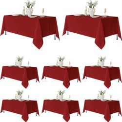 8 Pack Rectangle Tablecloths: Stain Resistant Wrinkle Free Circle Table Clothes, Washable Reusable Polyester Table Covers for Wedding Party Birthday B