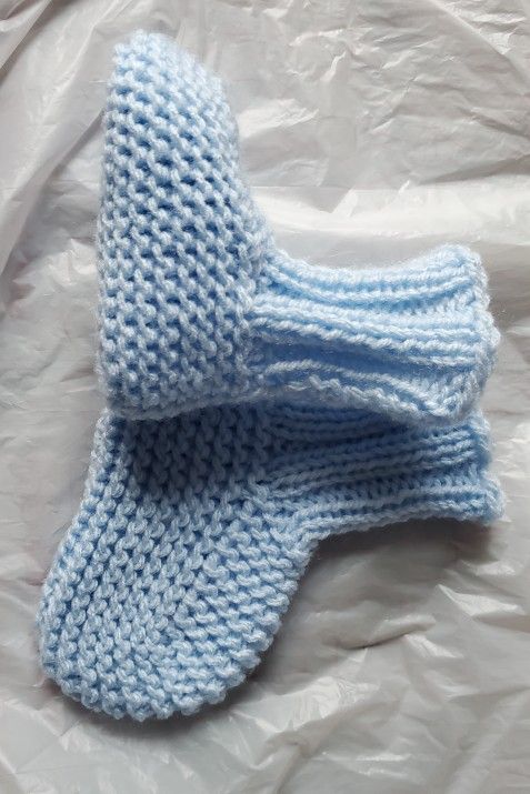 Baby Socks Hand Knitting Foot Warmers Size 0 -9month Color-baby Blue