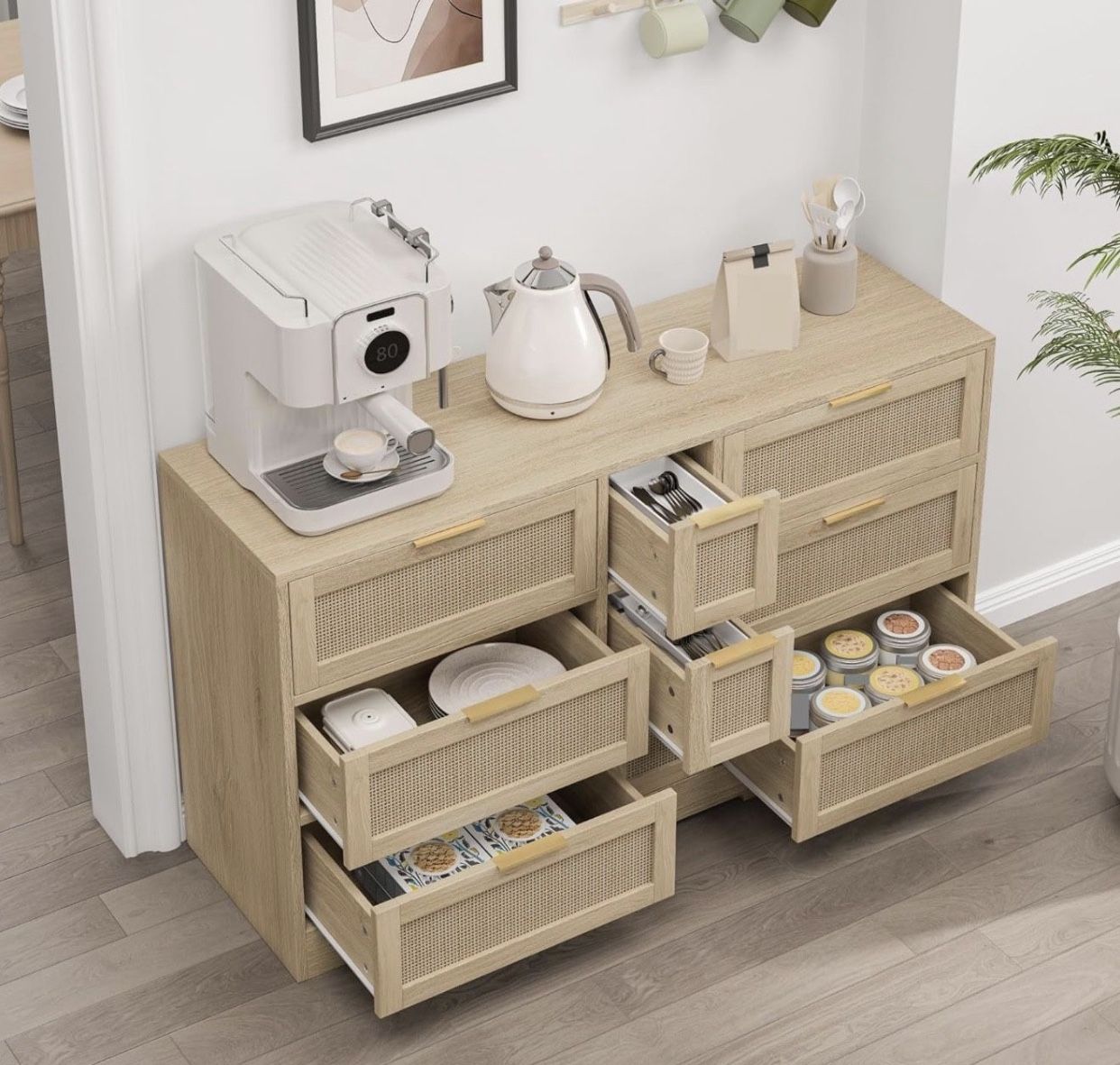 Wooden Storage Cabinet with Drawers