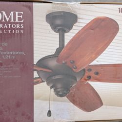 48 in. Indoor/Outdoor Oil-Rubbed Bronze Ceiling Fan with Downrod and Reversible Motor; Light Kit Adaptable