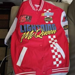Disney Pixar Cars Lightning McQueen Racing Varsity Bomber Jacket, Size XS NWOT