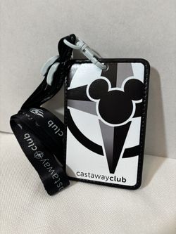 Disney Cruise Line Castaway Club Lanyard and ID Card Holder Light Blue Grey