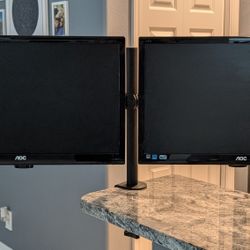Dual Monitors 21 inch & Desktop Stands 
