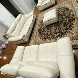 3 Piece Leather Couch Set With Ottoman 