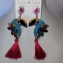 Rinestone Parrot Earrings New