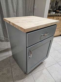 Rolling Kitchen Island Cart Real Butcher Block Real Wood w/ wheels Island Soft Close Custom Quality