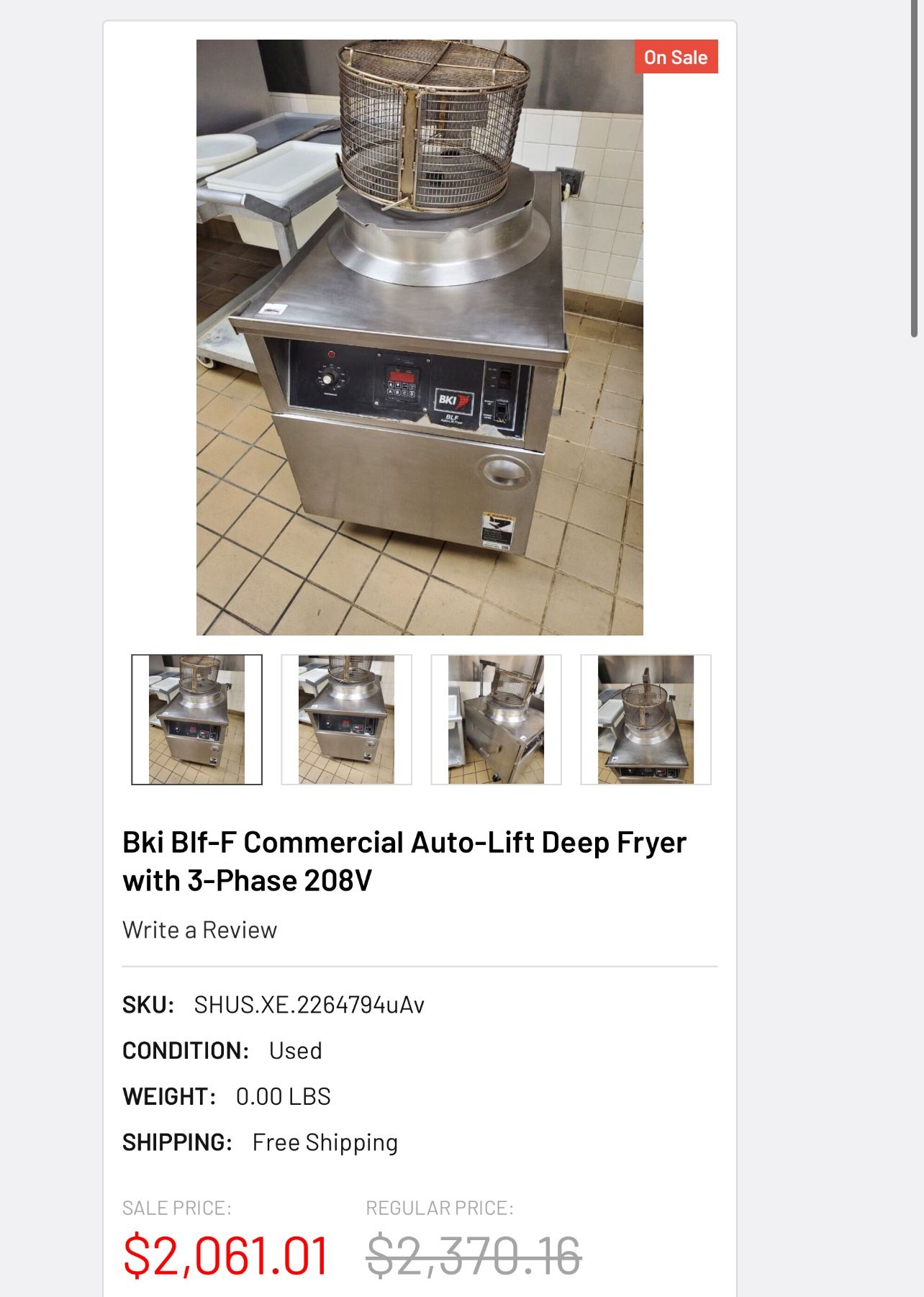 BKI Blf Auto Lift Fryer