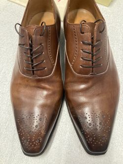 BRIONI Cognac Brown Whiskey Color 🥃 Wingtip Dress Shoes - Betis Castagna - Made in Italy Size 9